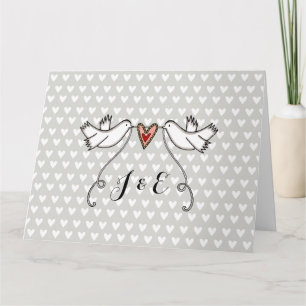 White Doves Love Heart Wedding Greetings Card