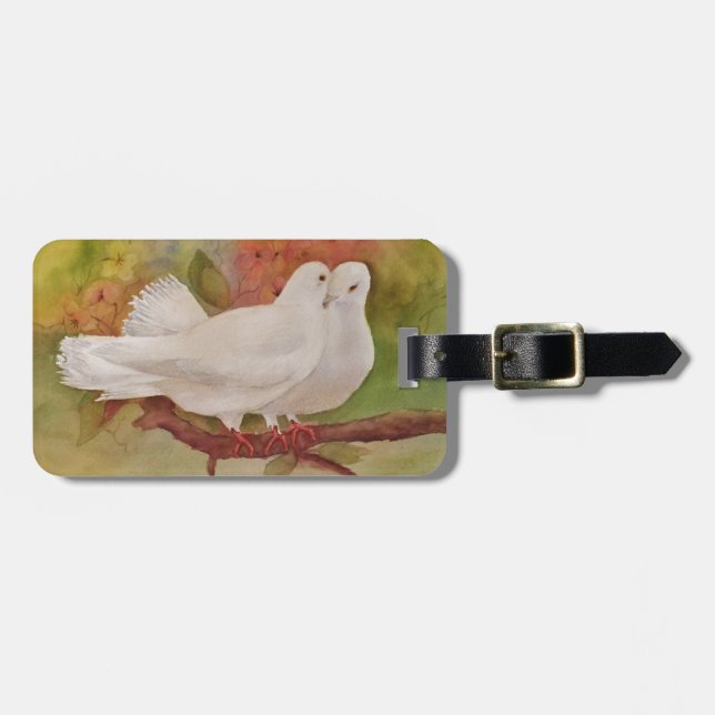 White Doves Luggage Tag (Front Horizontal)