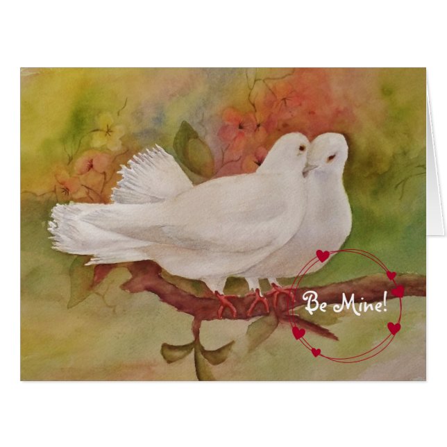 WHITE DOVES ON A BRANCH | BIG GREETING CARD (Front Horizontal)