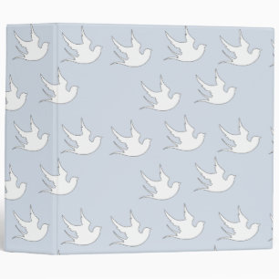 white doves on blue binder