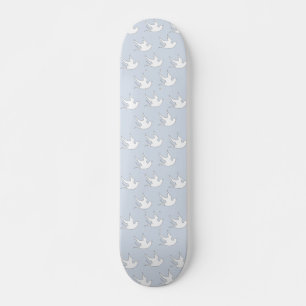 white doves on blue skateboard