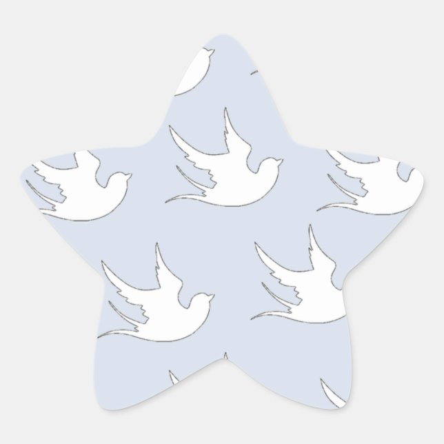 white doves on blue star sticker (Front)