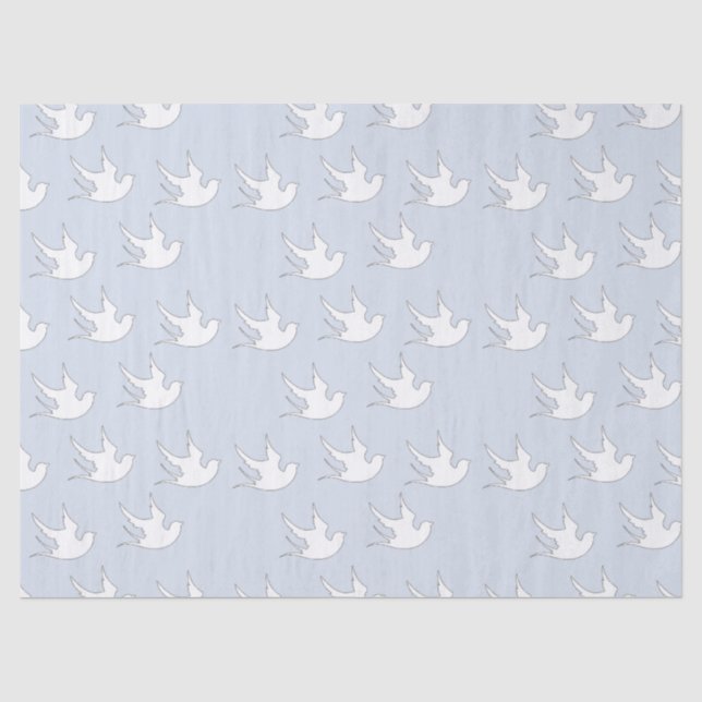 white doves on blue tissue paper (Front)