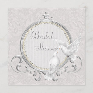 White Doves & Paisley Lace Bridal Shower Invitation