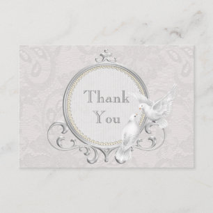 White Doves & Paisley Lace Thank You Wedding Card