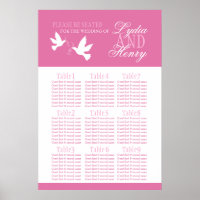 White doves pink wedding seating table plan 1-9