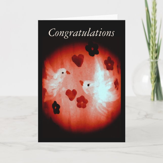 White Doves Red Hearts Love Birds Card (Front)