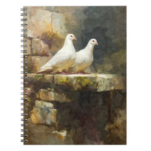 White Doves Stone Wall Notebook