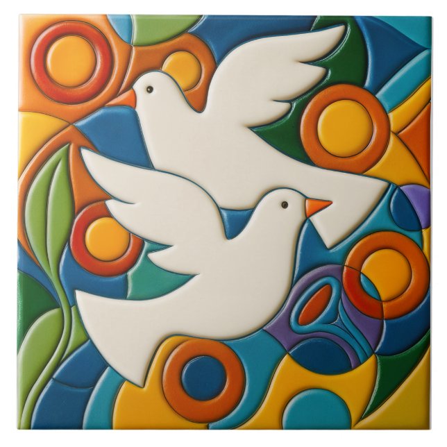 White Doves Tile (Front)