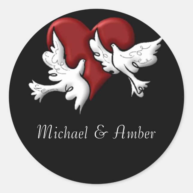 White Doves with Red Heart Stickers (Front)