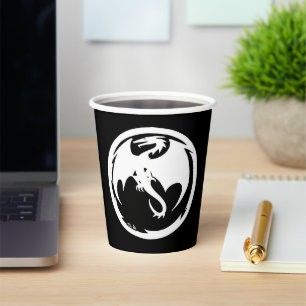 White Dragon black paper cups