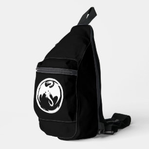 White Dragon black sling bag backpack