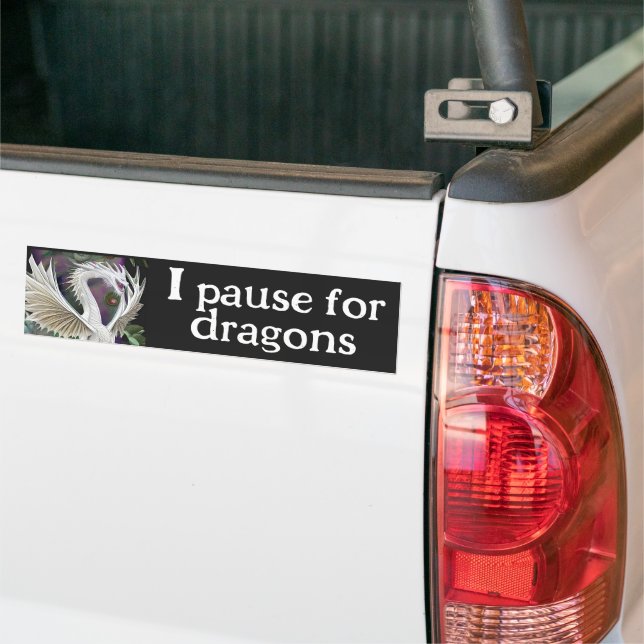 White Dragon  Bumper Sticker (On Truck)