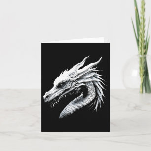 White Dragon Head Mythical Dragon Breathing Fire F Card
