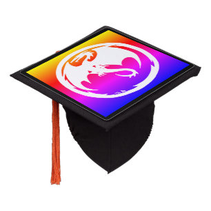 White Dragon neon graduation cap