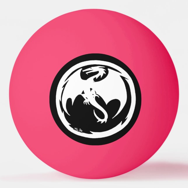 White Dragon pink orange glo 1 star ping pong ball (Front)