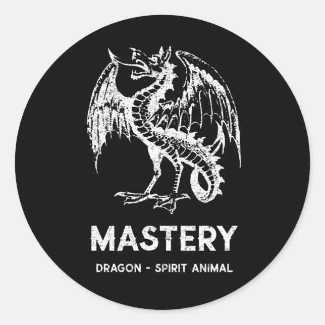 White dragon spirit animal classic round sticker (Front)