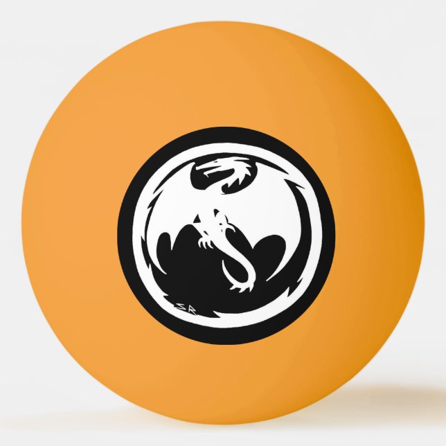 White Dragon yellow glow 1 star ping pong ball (Front)