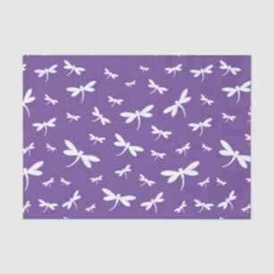 White Dragonflies Pattern - Customizable BG Colour Tissue Paper