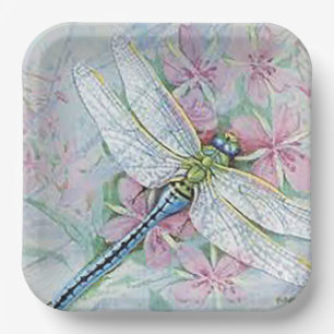 “White Dragonfly”  Paper Plate