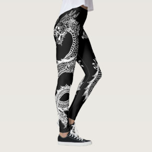 White Dragons Personalize Background Colour Leggings
