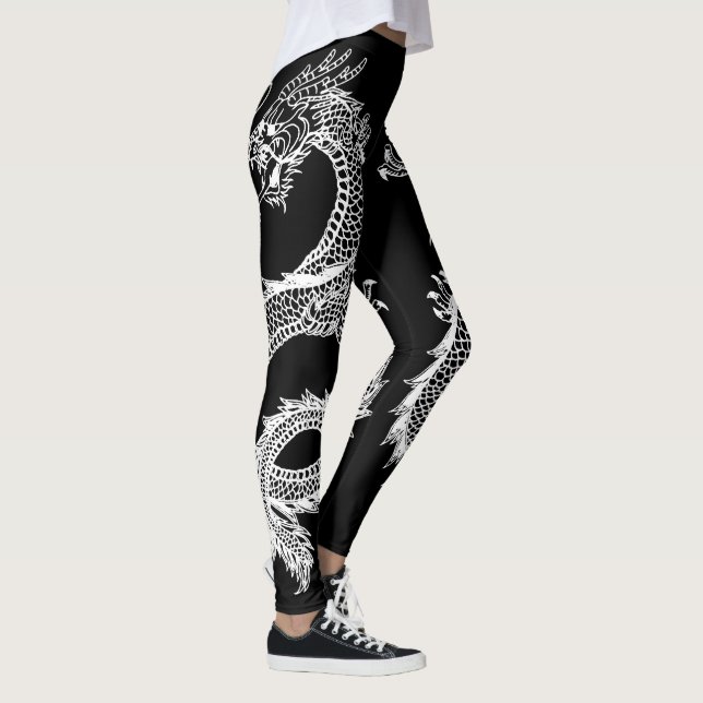 White Dragons Personalize Background Colour Leggings (Right)