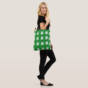 White Drawn Floral Pattern Flower Art Pattern Aest Tote Bag