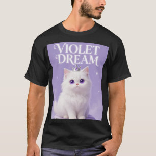 White Dream Cat Royal Purple Eyes Aesthetic Graphi T-Shirt