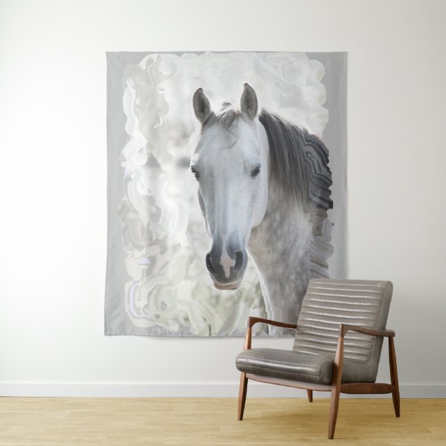 White dream horse tapestry (In Situ)