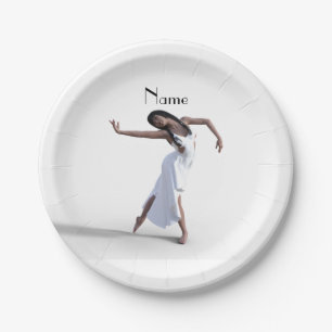 White Dress Dancer Thunder_Cove Paper Plate