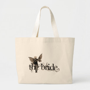 White Dress Fairy Sepia Negative - The Bride Large Tote Bag