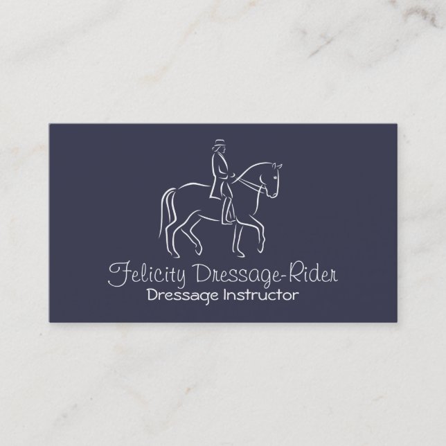 White dressage piaffe logo business card (Front)