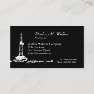 White Drilling Rig Silhouette Business Card