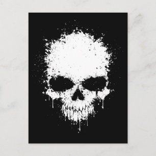 White Dripping Splatter Skull Postcard