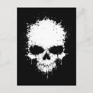 White Dripping Splatter Skull Postcard