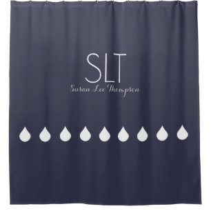 White Drops with Name & initial on Blue (custom)