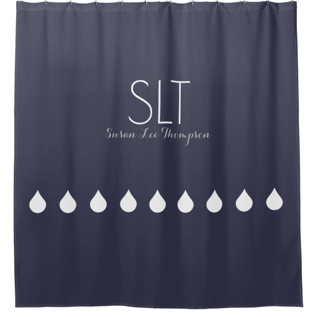 White Drops with Name & initial on Blue (custom) (Front)