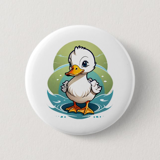 white-duck 2 inch round button (Front)