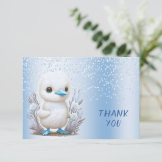White Duck Blue Floral Thank You Card