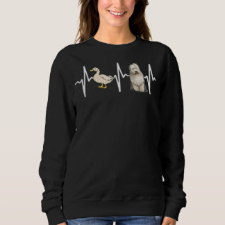 White Duck Old English Sheepdog Heartbeat Dog Sweatshirt