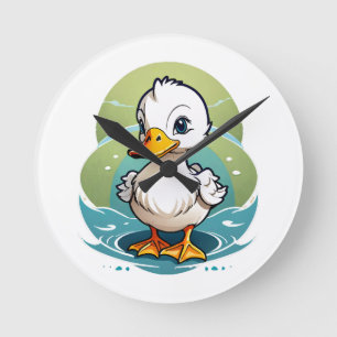 white-duck round clock