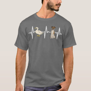 White Duck Smooth Fo Terrier Heartbeat Dog Lover  T-Shirt