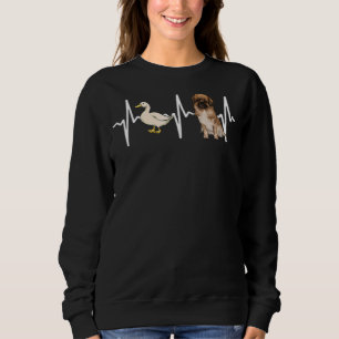White Duck Tibetan Spaniel Heartbeat Dog Sweatshirt