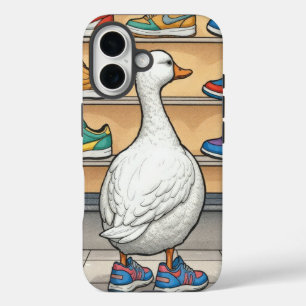 White Duck Window Shopping For Sneakers iPhone 16 Case