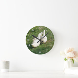 White Ducks Wall Clock