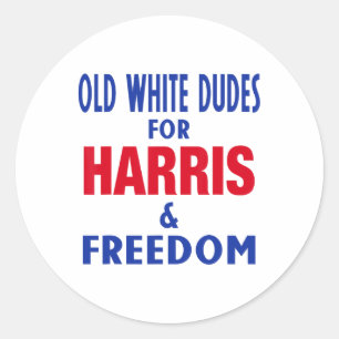 White Dudes For Harris And Freedom Vote President Classic Round Sticker