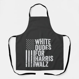 White Dudes For Harris Walz American Flag Election Apron