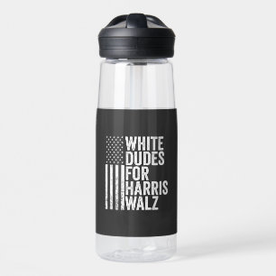 White Dudes For Harris Walz American Flag Election Water Bottle