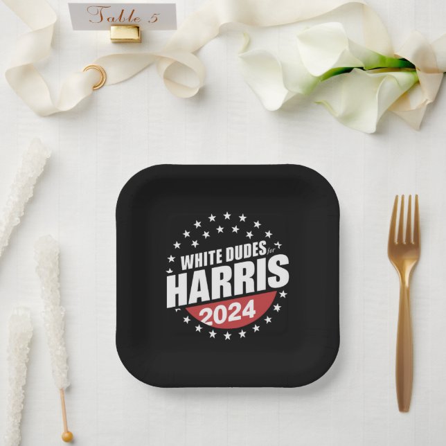 White Dudes For Kamala Harris 2024 Election Paper Plate (Wedding)