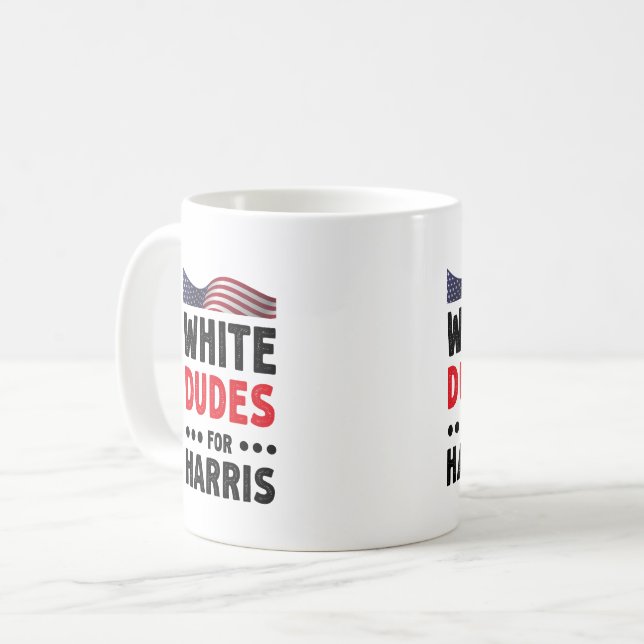 White Dudes For Kamala Harris Election Gift Coffee Mug (Front Left)